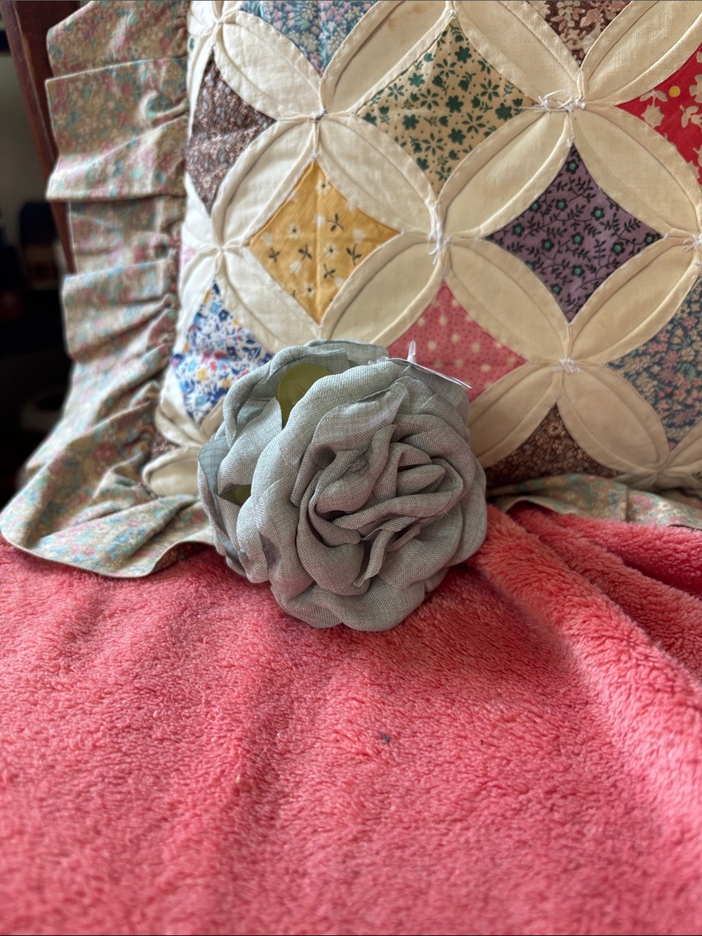 Free People Fabric Flower Hair Clip - Soft Sage Green